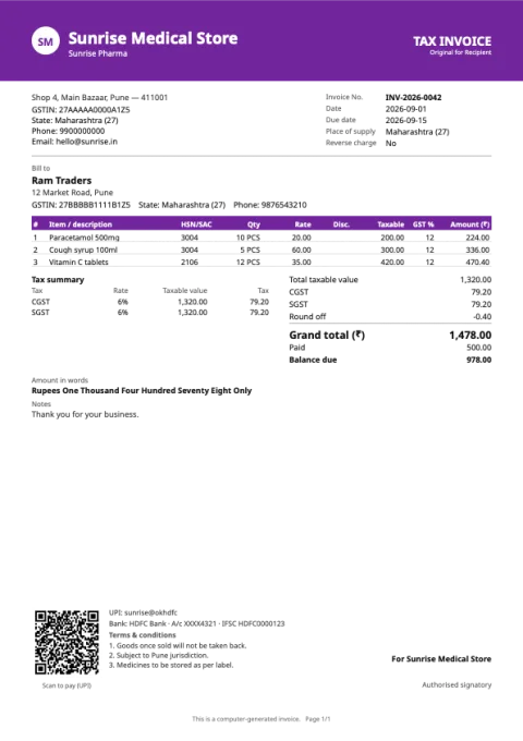 Bold invoice design sample
