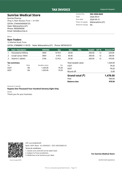 Modern invoice design sample